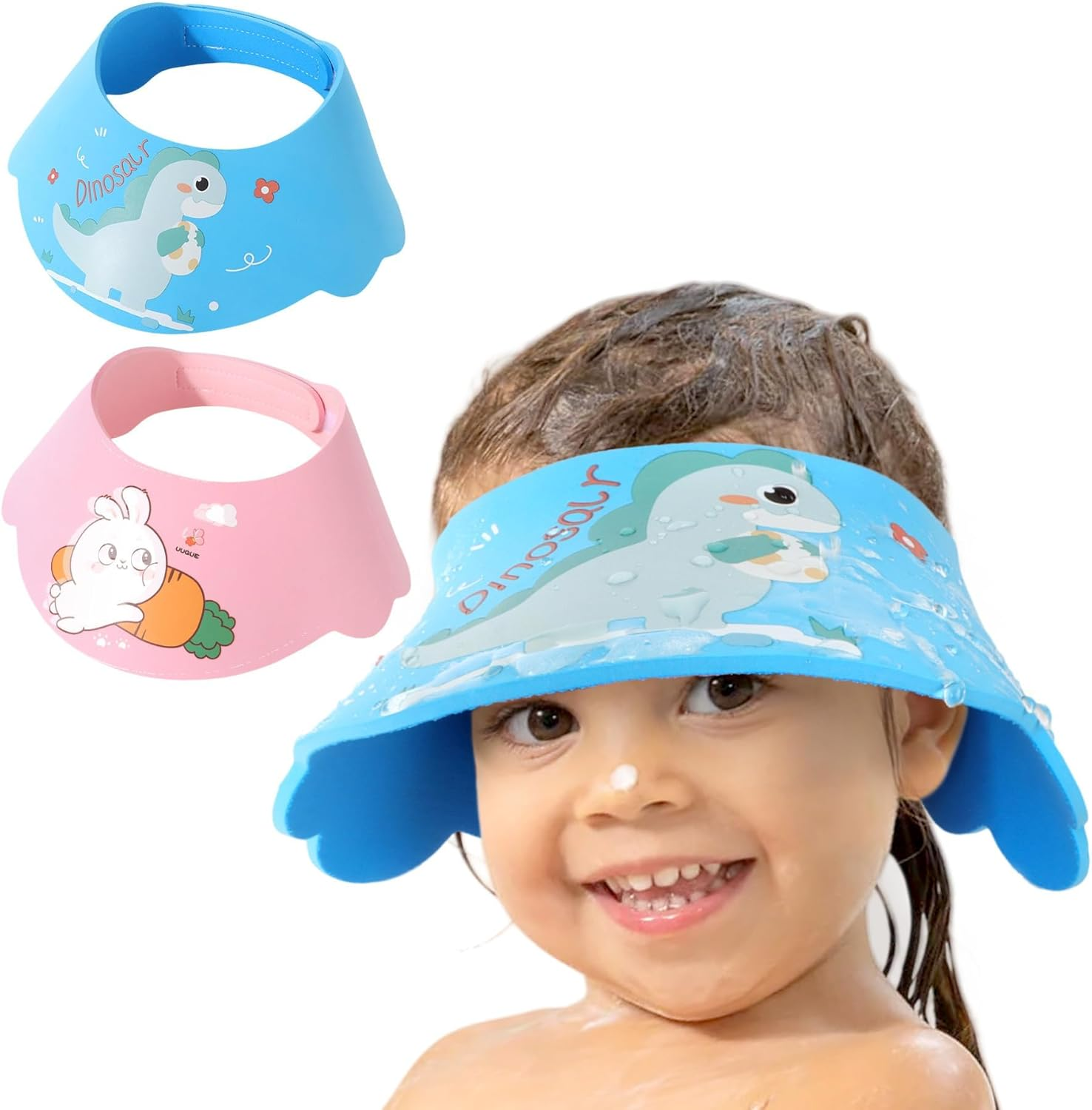 LADES Baby Shower Caps Shield - Adjustable Kids Bath Visor Hat Shampoo Washing Hair Protection Soft Cartoon for Toddler