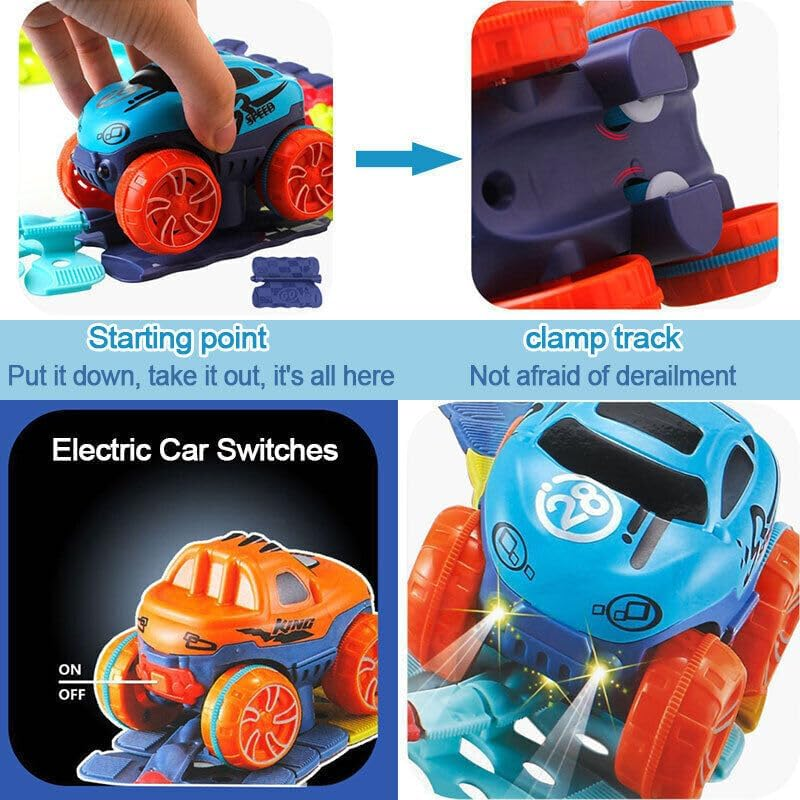 Fime.Living Zero Gravity Car Track Set Race Toys for Boys Kids with LED Light-Up Car,Flexible Changeable Magic 3+Year Old (291 Pcs Flexible Rail & Electric Car Set) image number 5