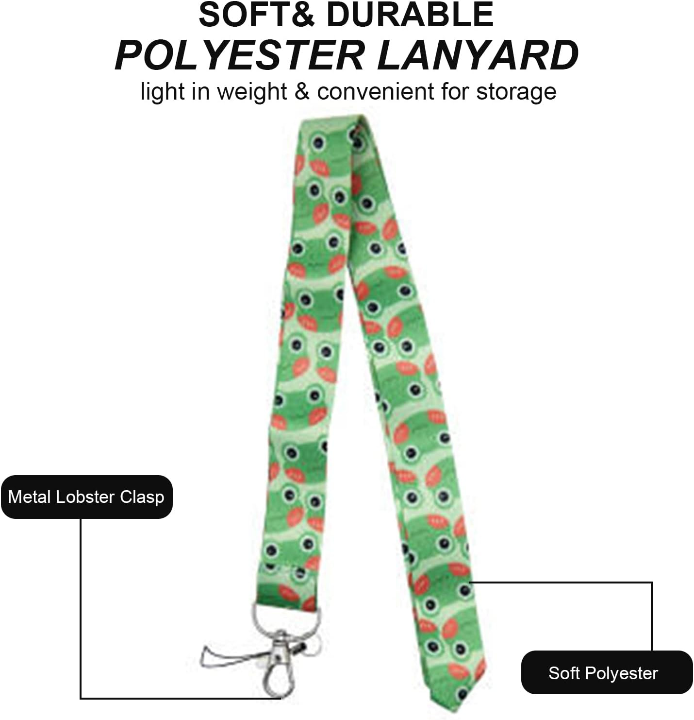 Cute Frog Lanyard with ID Badge Holder, Animal Cartoon Green Neck Keychain Strap for Keys Women Teacher Students Daughter School Work, Frog image number 4