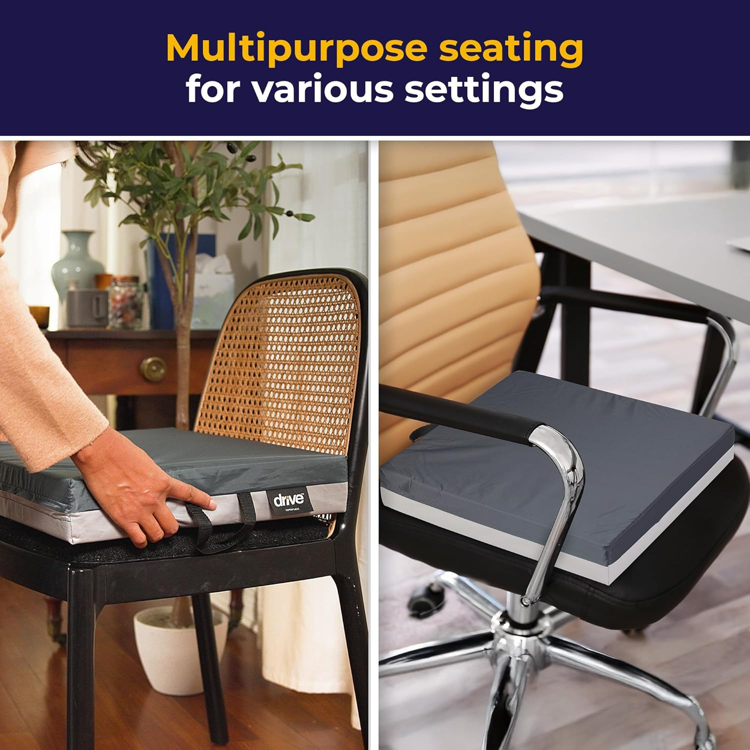 Drive Medical Gel "E" Skin Protection Wheelchair Seat Cushion, 18" X 16" X 3"