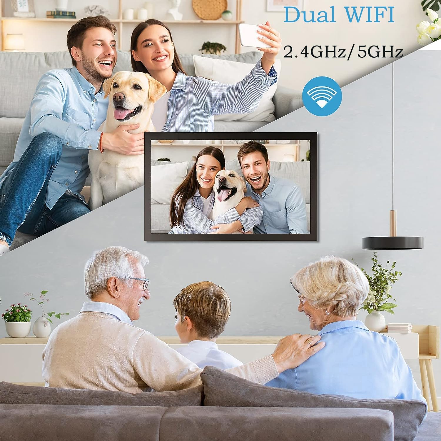 15.6" Frameo Digital Picture Frame, Wifi Digital Photo Frame 1920X1080 HD IPS Touch Screen, 32GB Memory, Auto-Rotate Portrait and Landscape, Wall-Mountable Frameo image number 6