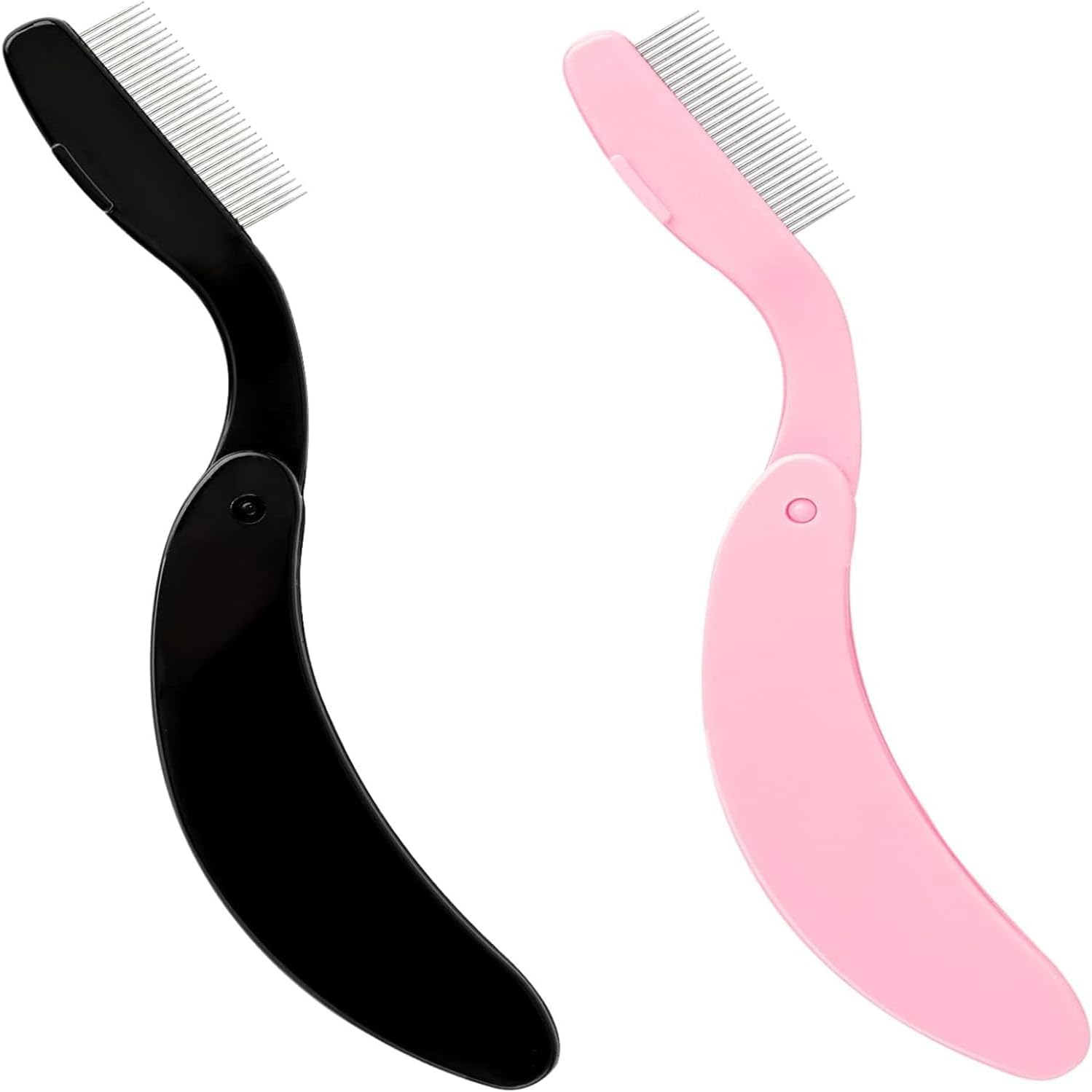 2 Pack Folding Eyelash Comb Lash Separator Tool, Black Eyebrow Comb Metal Teeth Eyelash Brush Tool for Lash Brow Makeup Beauty Tools image number 2