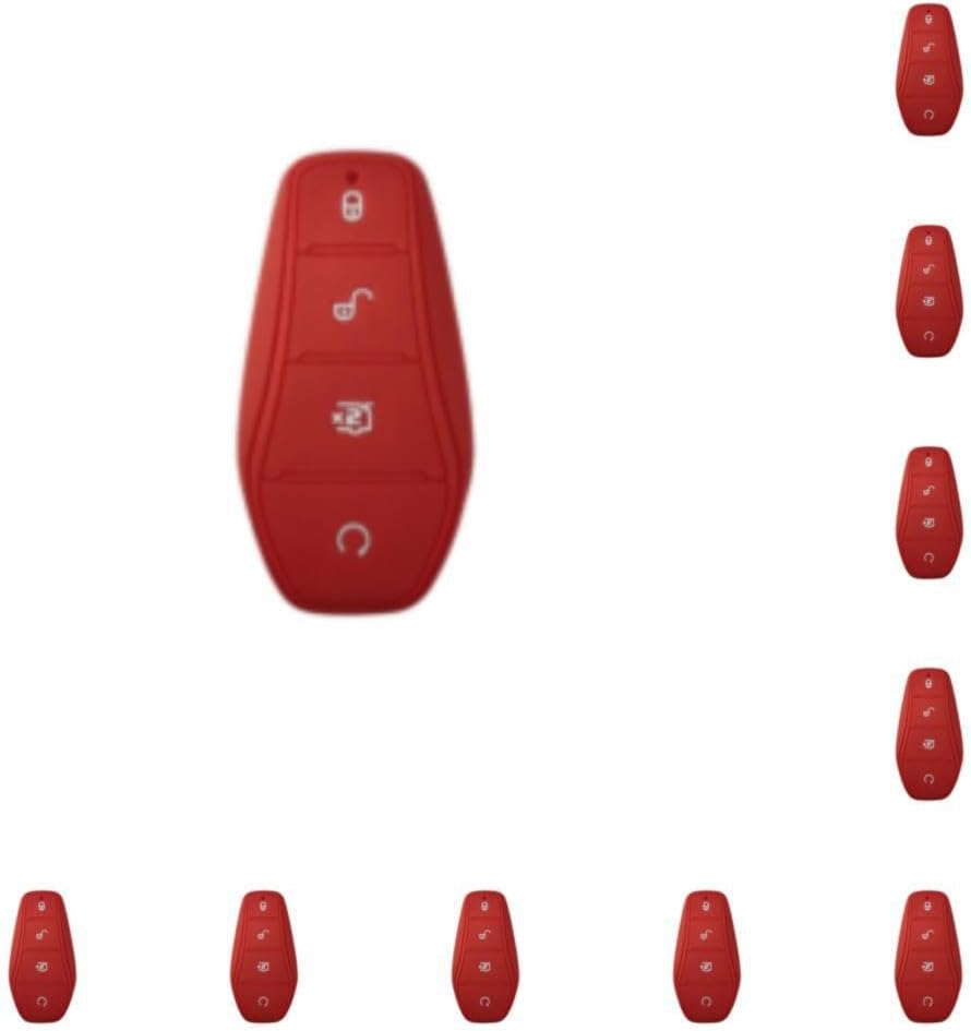 10 Set of Impact-Resistant Silicone Key Case for BYD Atto No Blocking Signal Scratch-Proof No Cap for BYD Atto Silica Gel Red 9 X 5Cm, Red 9 X 5Cm, 10Set image number 7