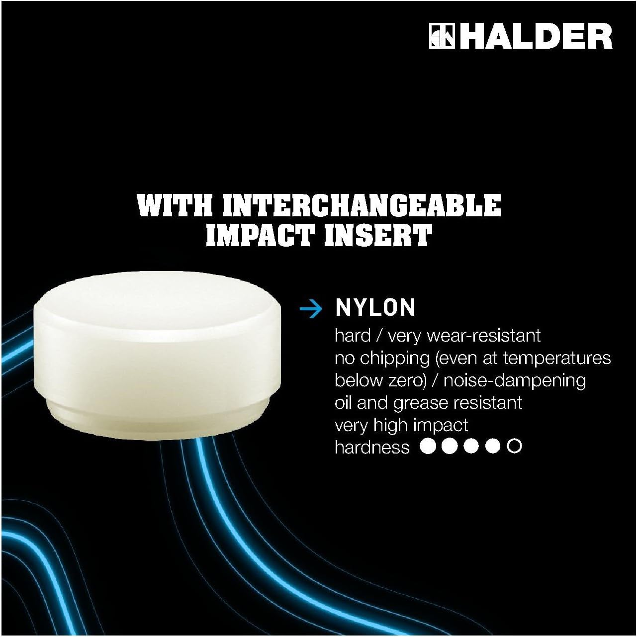 Halder 3377130 AR3377.130 Mallet with Break-Proof Steel Tube Handle, Yellow, 30 Mm image number 6