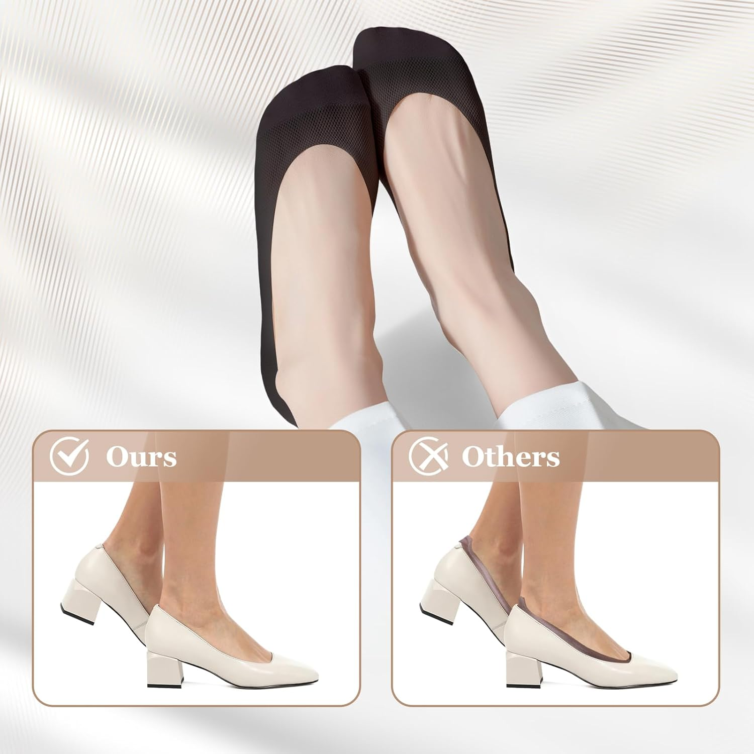 6 Pairs No Show Socks Women, Low Cut Invisible Socks with Silicone Anti-Slip, Hidden Socks for Flats Boat Summer - 2 Black 2 White 2 Grey image number 5