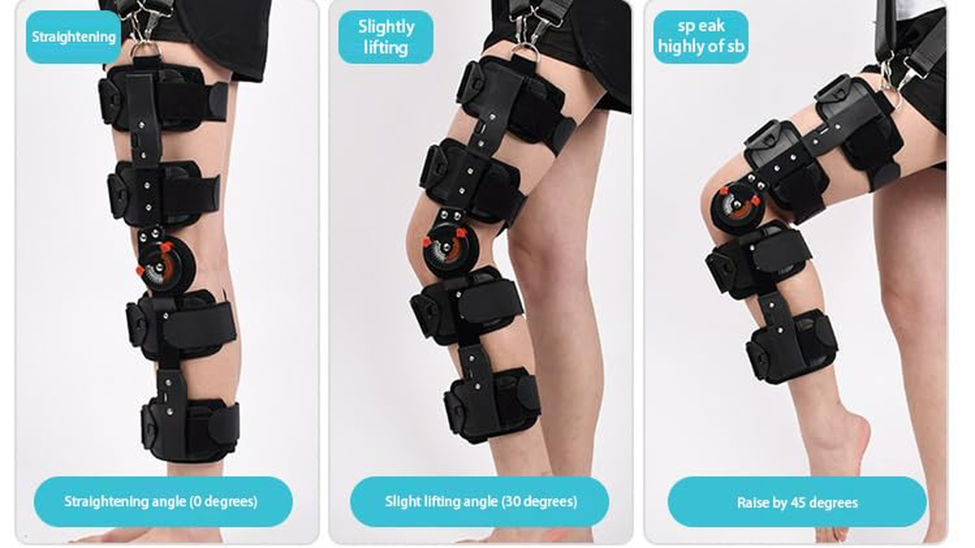 Hinged Knee Brace Rom, Knee Support for Torn Acl, Meniscus Tear, Pcl, Surgery Recovery, Adjustable Post Op Knee Immobilizer, Leg Stabilizer for Man and Women (Black, One Size) image number 4