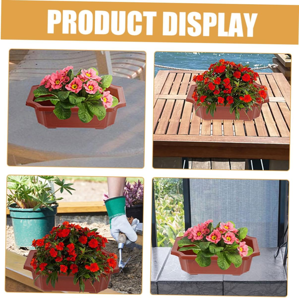 TOYZFRIENDY 5Pcs Rectangular Drainable Flowerpot Breathable for Gardening and Fern Pots Decorative and Space-Saving Design image number 4