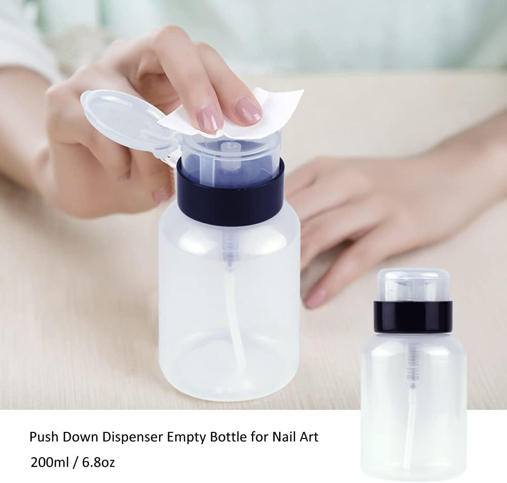 3 X 200Ml Nail Polish Remover Pump Bottles Empty Push down Dispenser Container for Makeup Remover Liquid Nail Art Tools Salon Storage Jars image number 2