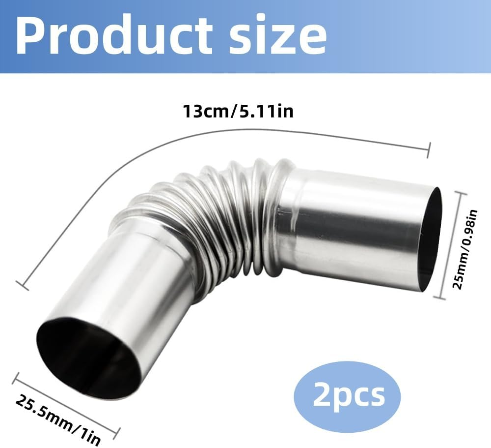 Silver Stainless Steel Exhaust Hose 25Mm Windproof Cap Gas Water Heater Air Diesel Parking Heater Exhaust Pipe Tube Elbow Connector for Diesel Boat Heater（2Pcs） image number 4