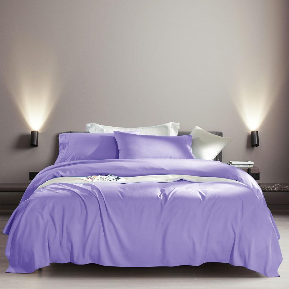 SONORO KATE Bed Sheet Set Super Soft Microfiber 1800 Thread Count Luxury Egyptian Sheets Fit 18-24 Inch Deep Pocket Mattress Wrinkle-6 Piece (Lavender, Queen) image number 2