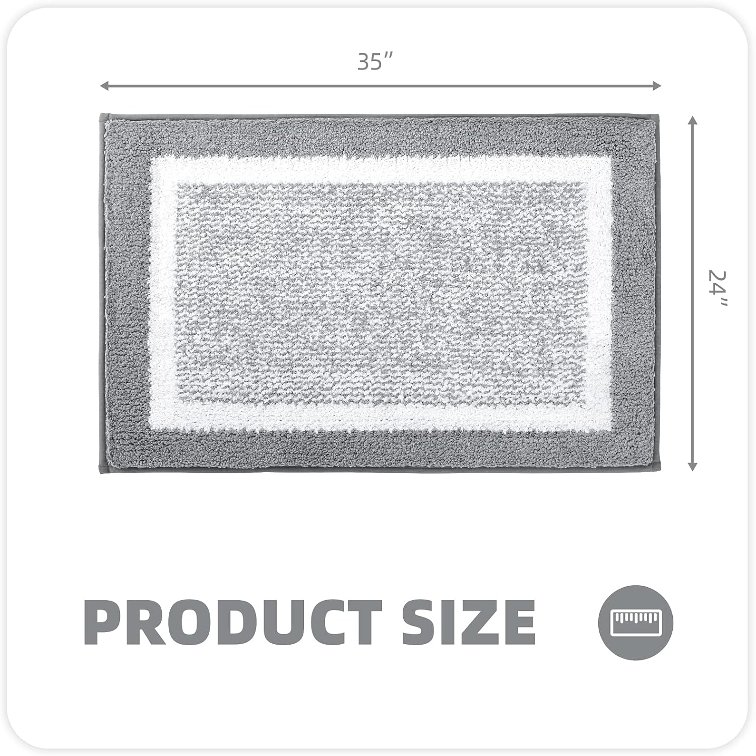 YUTA Bathroom Rugs, Extra Soft and Absorbent Microfiber Bath Mat, Non-Slip, Machine Washable, Quick Dry Bath Carpet, Suitable for Bathroom Floor, Tub, Shower, 61X91Cm, Light Grey