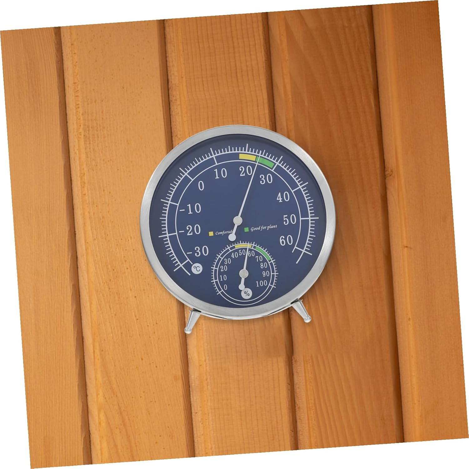 Milisten Stainless Steel Indoor Thermometer Hygrometer High Precision Analog Temperature Humidity Gauge Thermometer for Office Environmental Monitoring image number 6