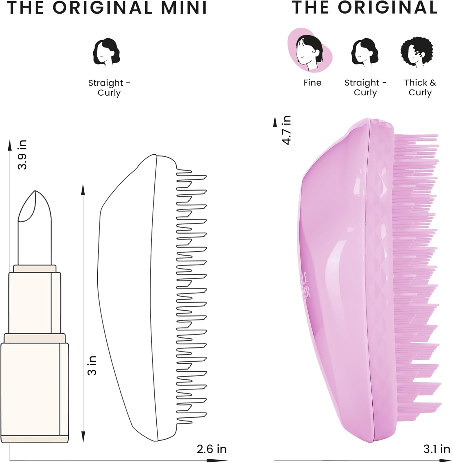 Tangle Teezer | the Fine and Fragile Detangling Hairbrush for Wet & Dry Hair | Colour Treated, Fine, Fragile Hair | Pink Dawn
