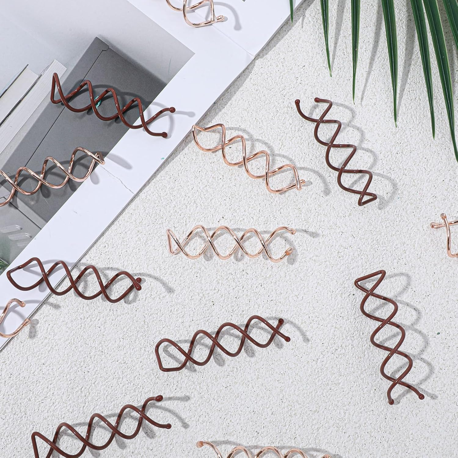 LXUEJIE Pack of 20 Spiral Hair Clips, Spiral Hair Clips, Hair Accessories, Rotating DIY Hairpins, Updo Hairstyles Accessories for Hair Styling, Suitable for Various Hairstyles (Brown + Rose Gold image number 3