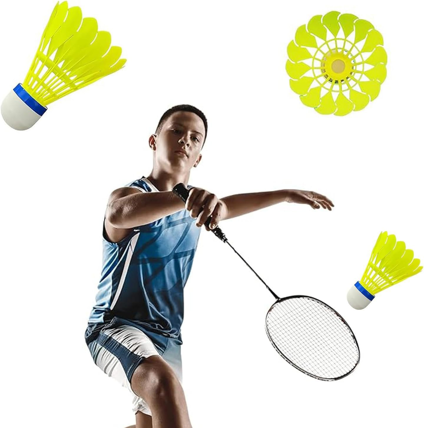 WEZCHUGHAOL 12 Pack Nylon Badminton Shuttlecocks - High Durability Aeroplane Feather Shuttlecocks for Training & Match, Yellow Sports Equipment image number 5