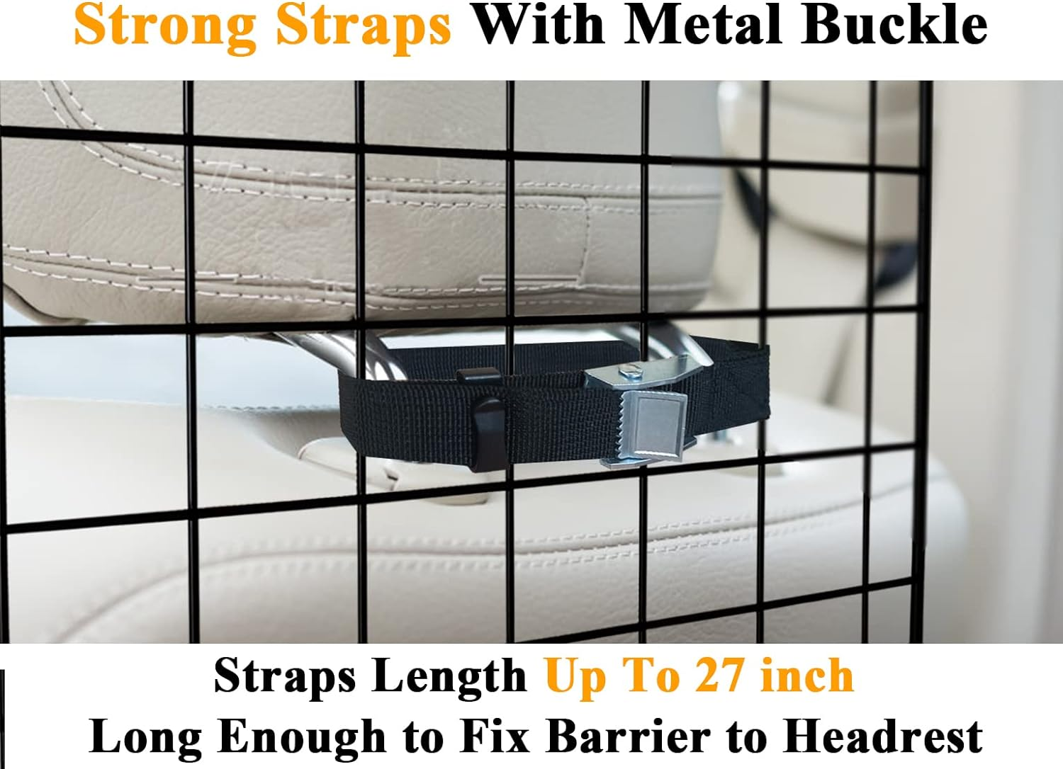 NOAMOO 38-66.5 Inches Dog Car Barrier for Suvs, Van, Vehicles, Adjustable Large Pet Barriers, Universal Fit Heavy-Duty Wire Mesh Dog Guard, Pet Divider Gate for Truck Cargo Area, Safety Car Divider image number 4