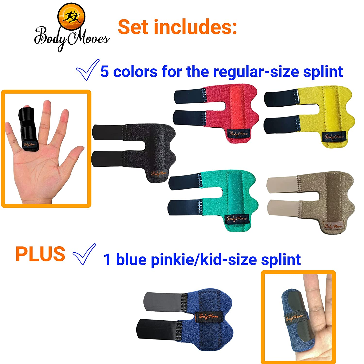 Bodymoves 5 Finger Splints plus 1 Blue Pinkie Splint image number 4