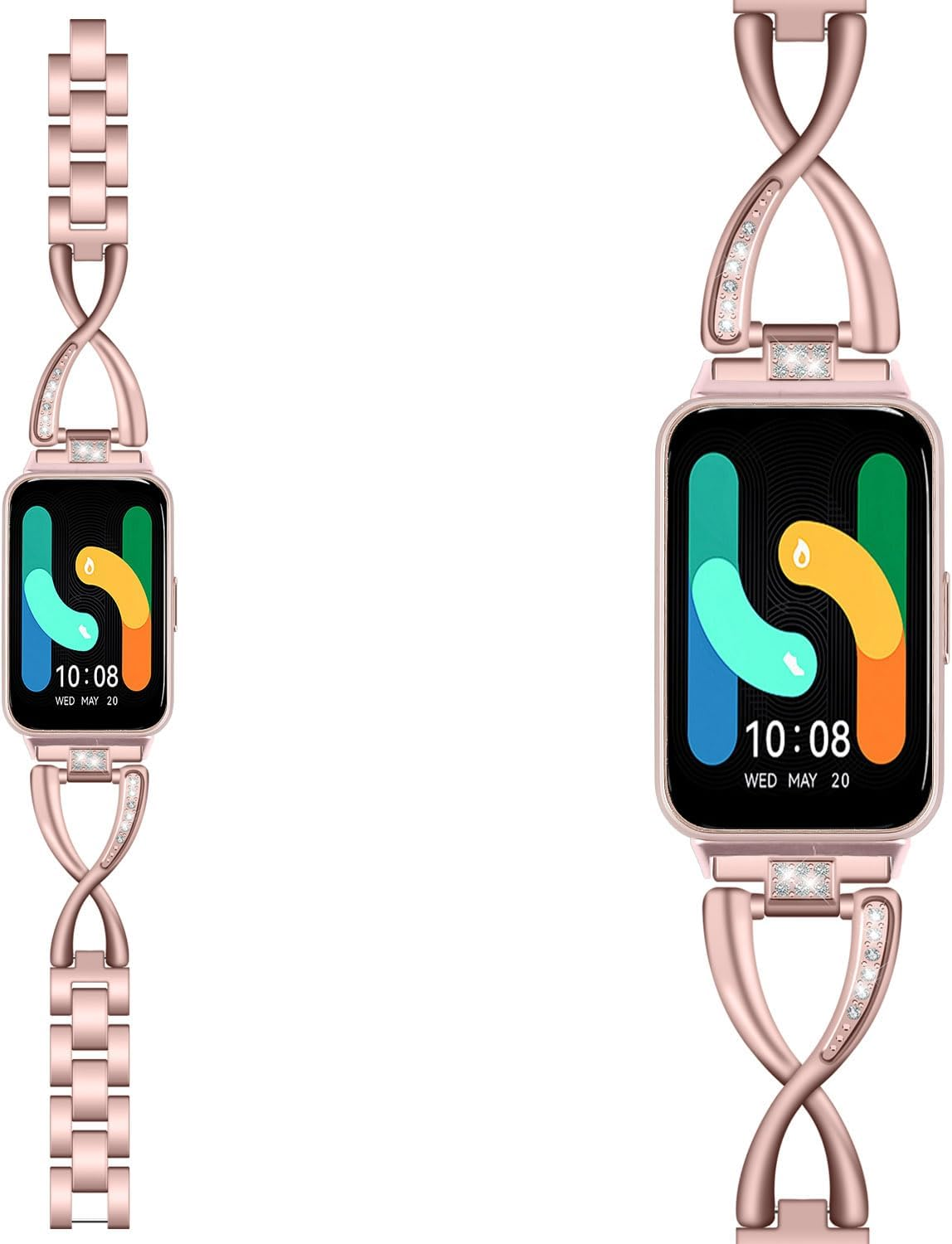 Compatible with Samsung Galaxy Fit 3 Bands, Big X Premium Stainless Steel Quick Release Bracelet, Wristband Stainless Steel Bracelet Replacement Straps for Women image number 5