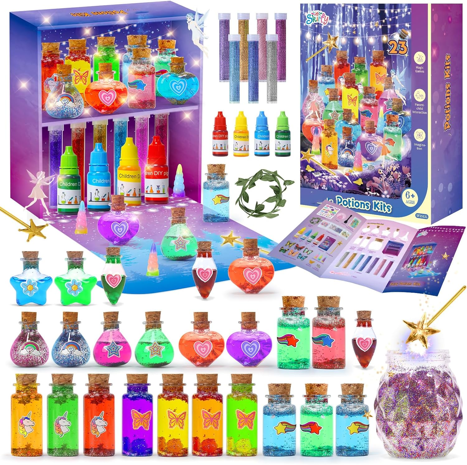 Skirfy Fairy Aqua Potion Kits for Girls with 23 Potion Bottles, Halloween Magic Kit Mix Potion DIY Decorations Garden Art Craft Kits Birthday Gifts,Girl Toys for Ages 8-13 image number 4
