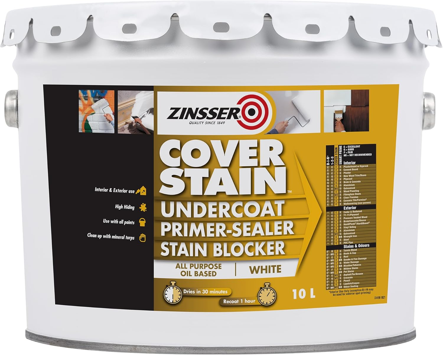 Zinsser Cover-Stain Oil-Base Primer Spray, White, 369 G
