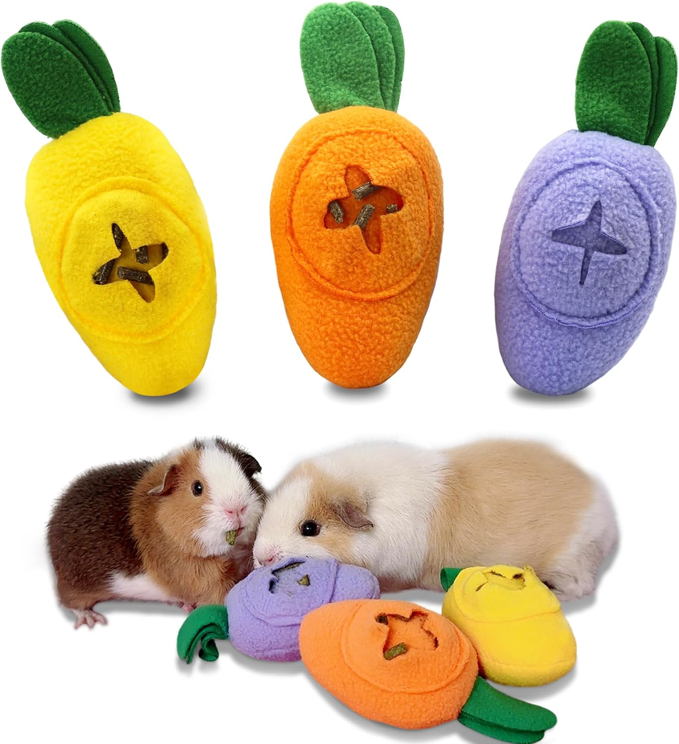 3Pcs Guinea Pig Forage Toys, Guinea Pig Toys Enrichment for Boredom, Washable Puzzle Feed Game Slow Feeder, Snuffle Ball Treat Dispenser Feeding Toy, Exercise Acitivity Foraging Toy (Random Color)