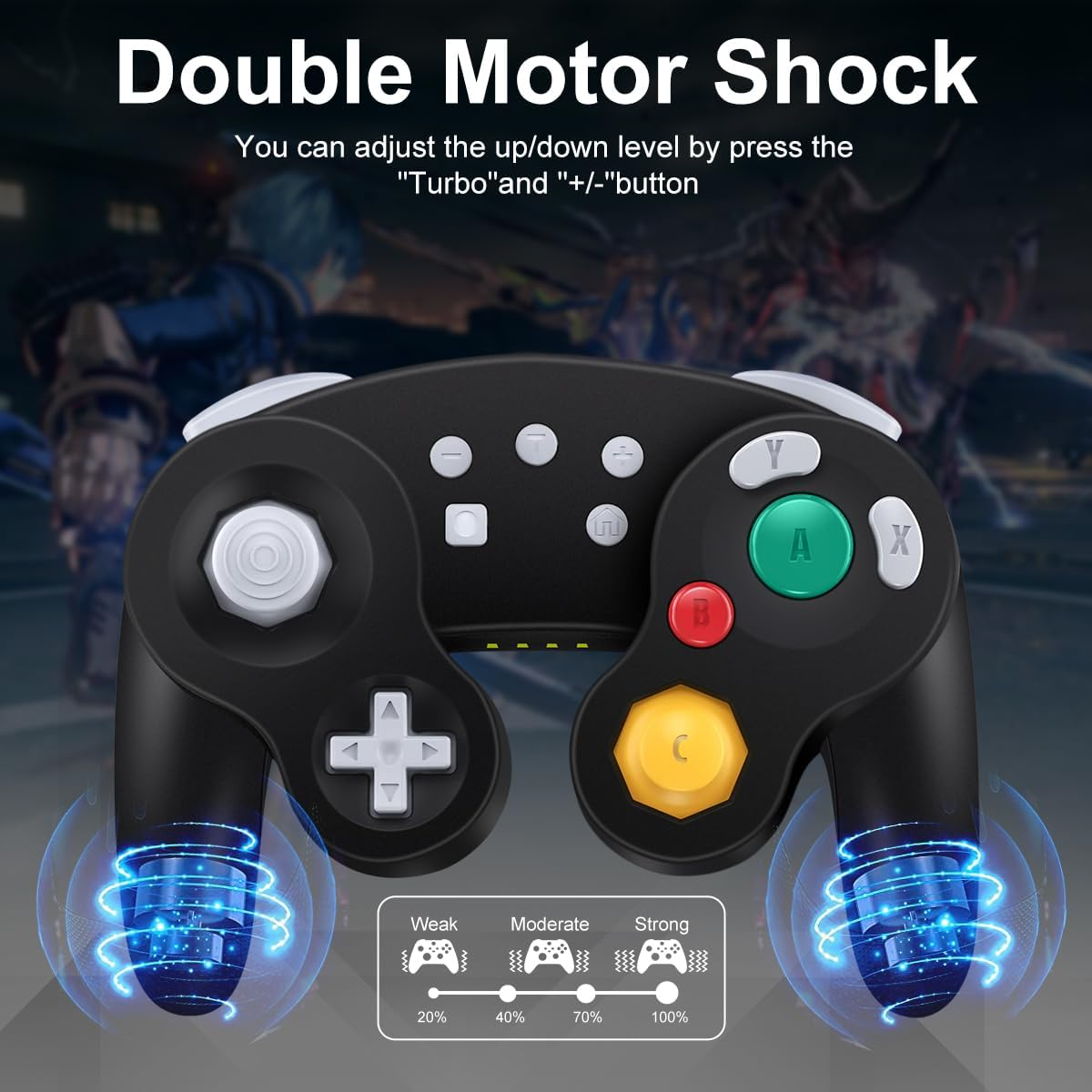 ADHJIE Wireless Gamecube Controller for Nintendo Switch,Wireless Switch Pro Controller for Nintendo Switch/Pc/Steam,One-Button Wake Up,6-Axis Gyro Motion,Turbo & Auto Turbo(Black) image number 5