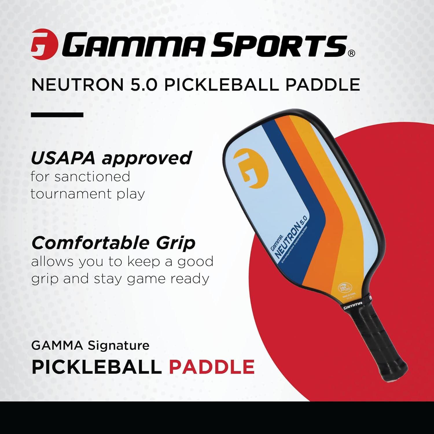 GAMMA Sports 5.0 Pickleball Paddle, Graphite Pickleball Paddle with Polypropylene Core and Honeycomb Grip image number 1