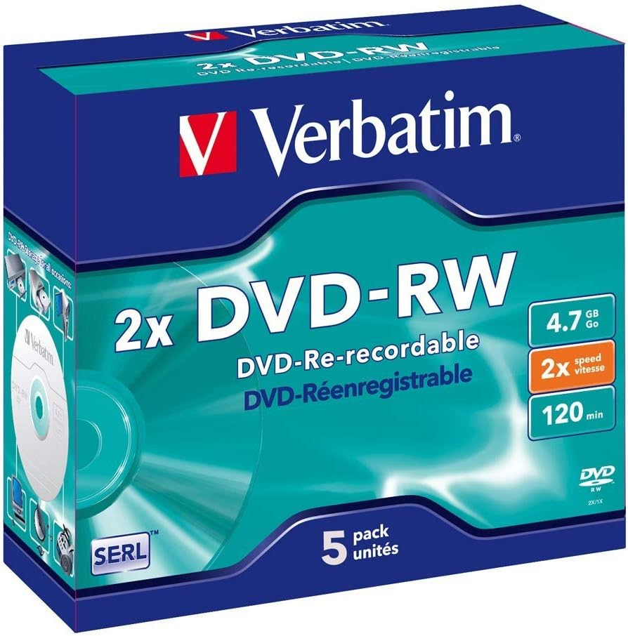 Verbatim DVD-RW 4.7GB Jewel Case 2X (5 Pack)