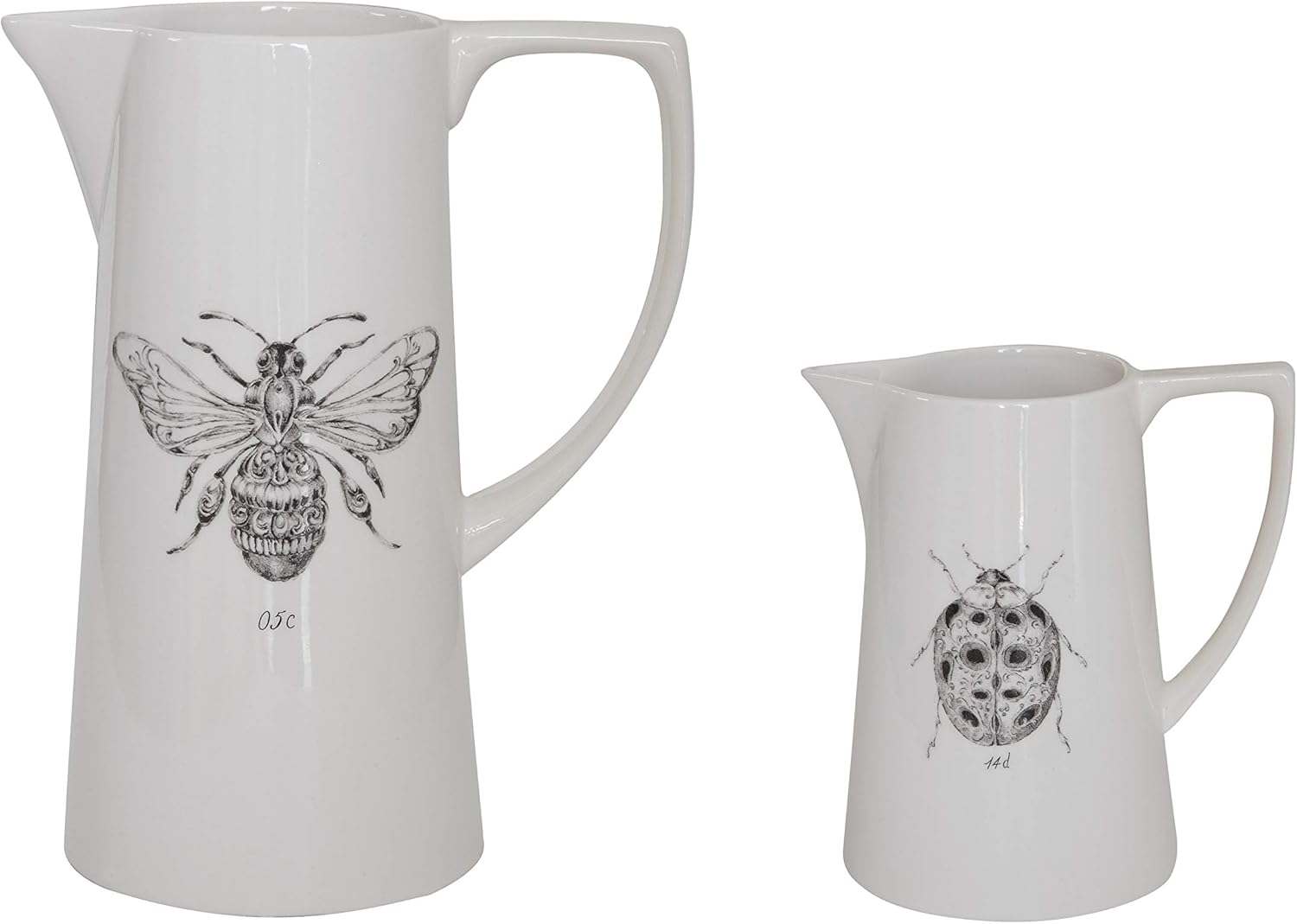 Creative Co-Op Ceramic Pitcher with Bee, Multicolor image number 2
