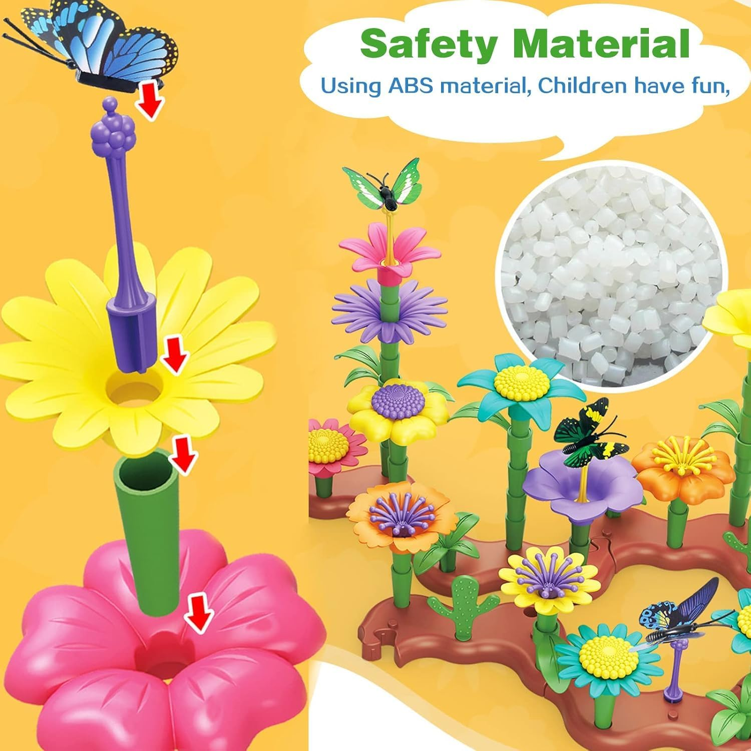 Vosinrly Kids Garden Toys for 3 4 5 6 7 Years Old - 224 PCS Flower Building Set for Toddler Girl Toys with an Extra Storage Bag image number 4