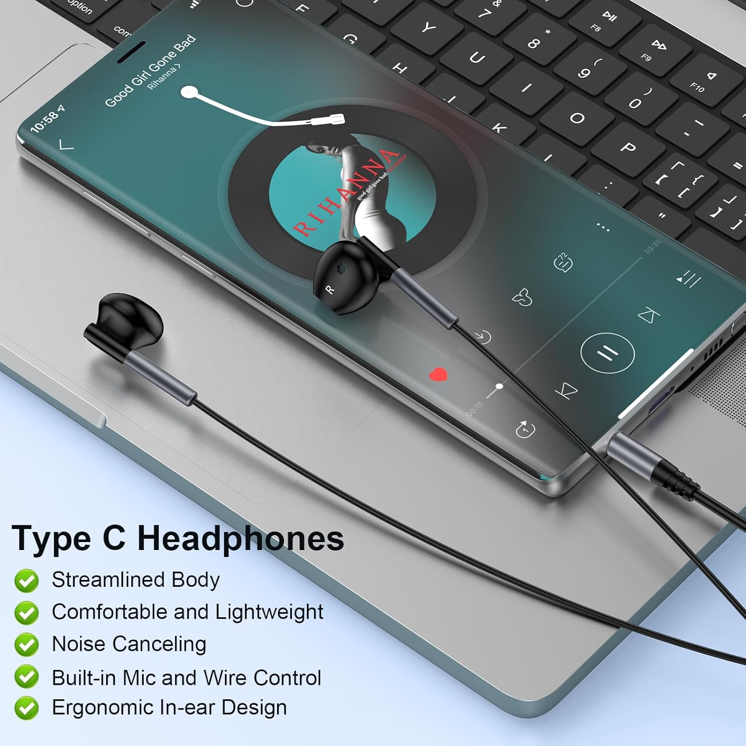 Wired Earbuds Headphones Earphones for Samsung A15 A14 A13 A25 A23 S10 S9 S8 Iphone 6 5, Wired Earbuds with Microphone 3.5Mm AUX Jack Gaming Ear Buds for Ipad Laptop Computer Android School Switch MP3 image number 5