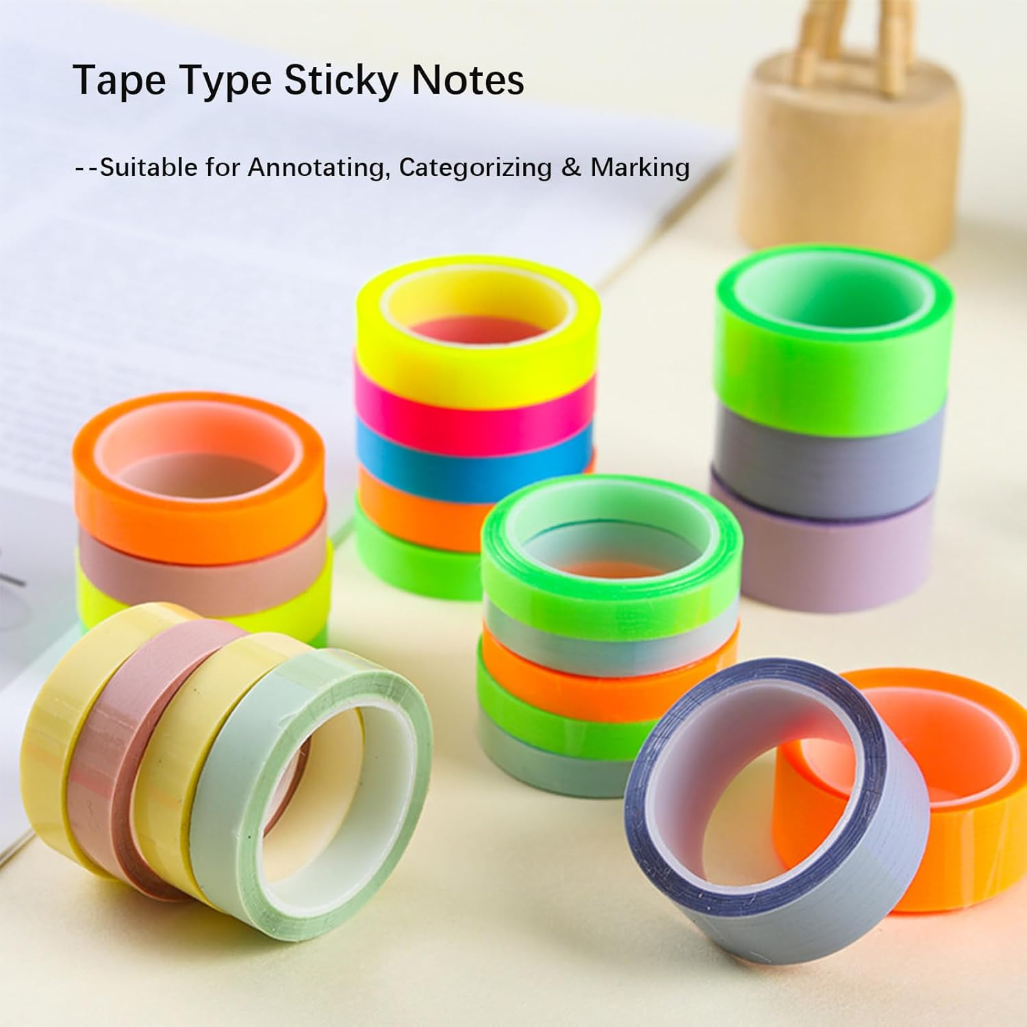 Transparent Highlighter Tapes Writable, Thin Sticky Tabs, Index Tabs, 5 Colors Annotation Tabs, Page Markers, Scores-Marks, Book Tabs, Marking Sticker for Office School Supplies (6Mm X 5M) image number 1