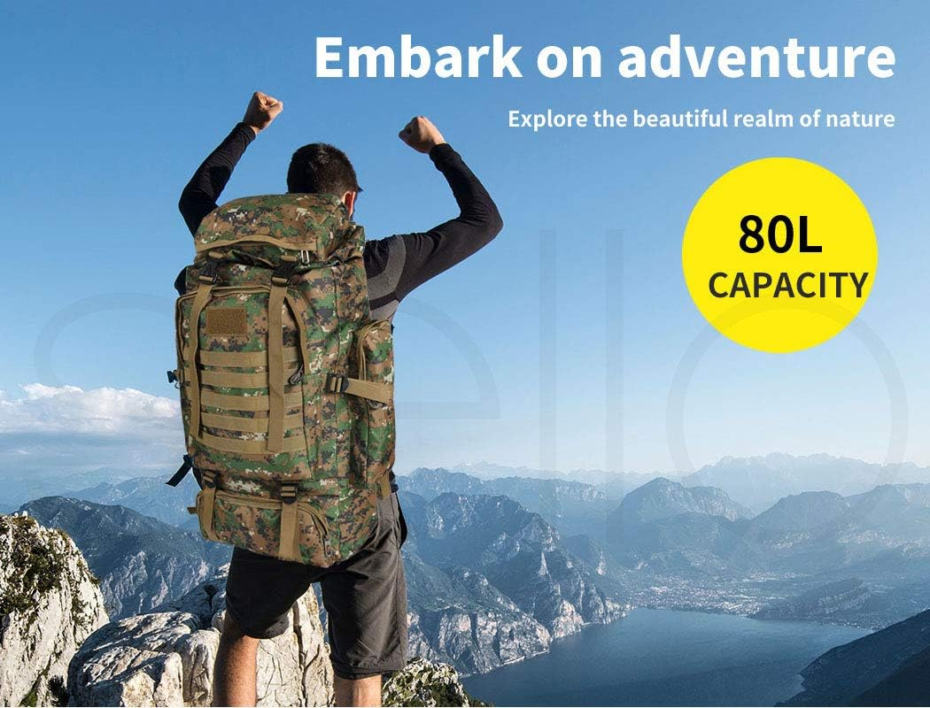 Slimbridge Rucksack Hiking Camping Outdoor Trek Military Tactical Backpack, Green, 80 Litre Capacity image number 3