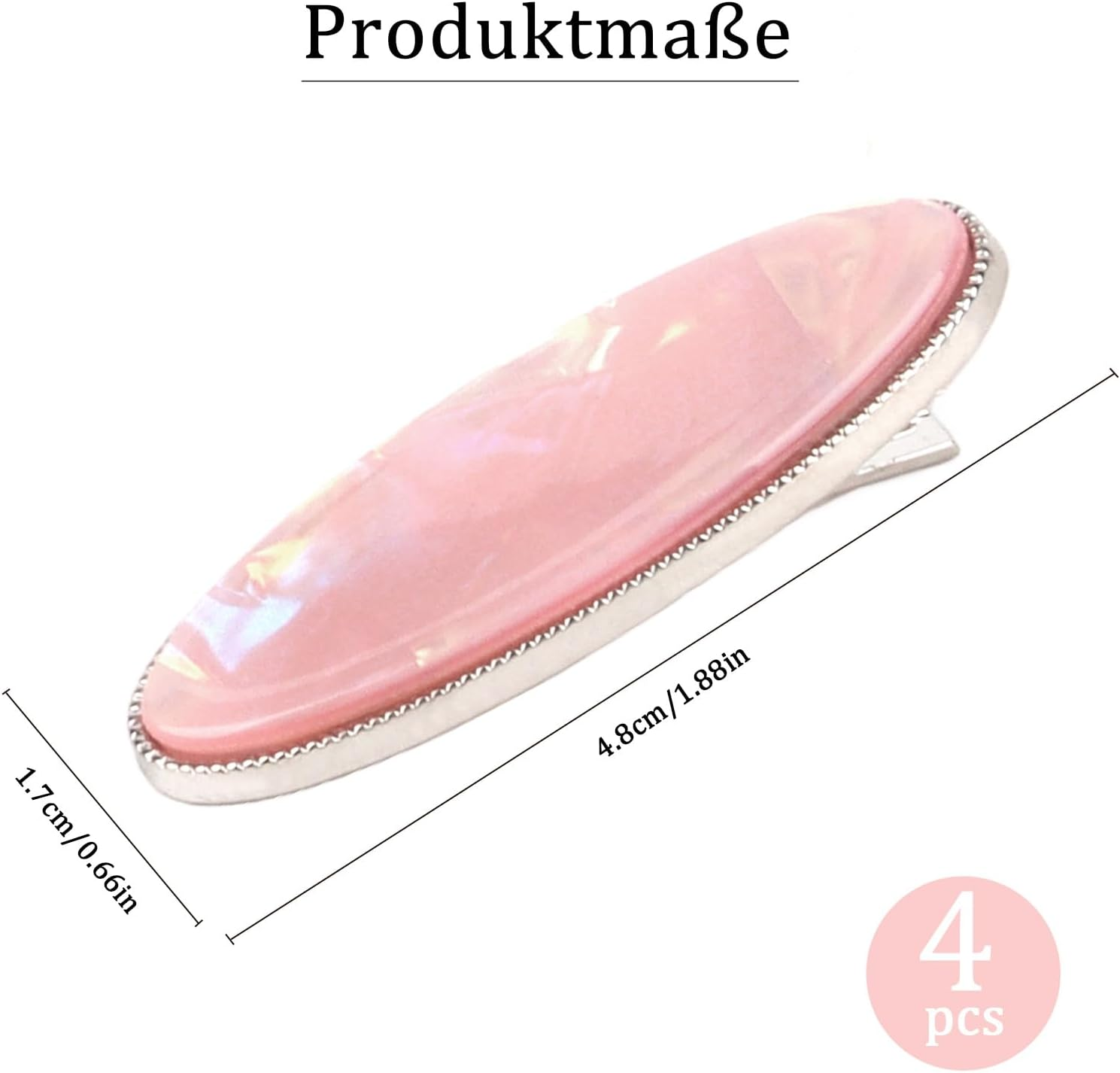 EXIPSAT Oval Hair Clips Set (3 Pairs), Shiny Hair Clips, without Bend, Hair Clips for Women, 3 Colours (Pink, White, Blue) image number 5