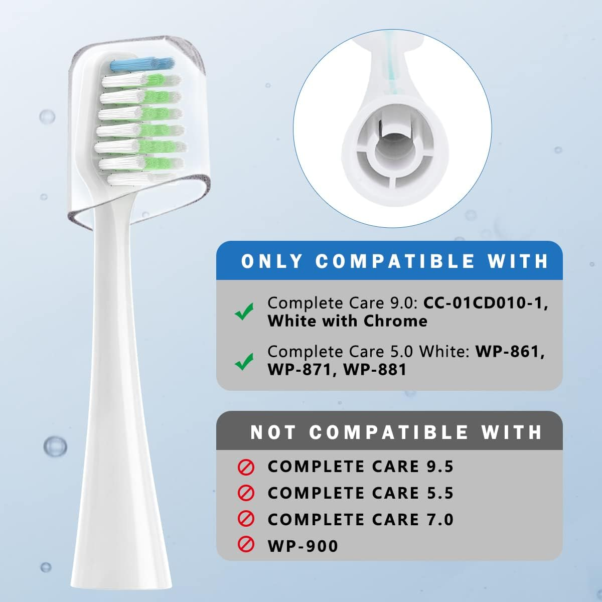 Compatible with Waterpik Complete Care 9.0 (CC-01), 5.0 (WP-862) Sonic Electric Toothbrush Replacement Brush Heads STRB-10WB, Soft Bristle, 10 Pack (White) image number 1