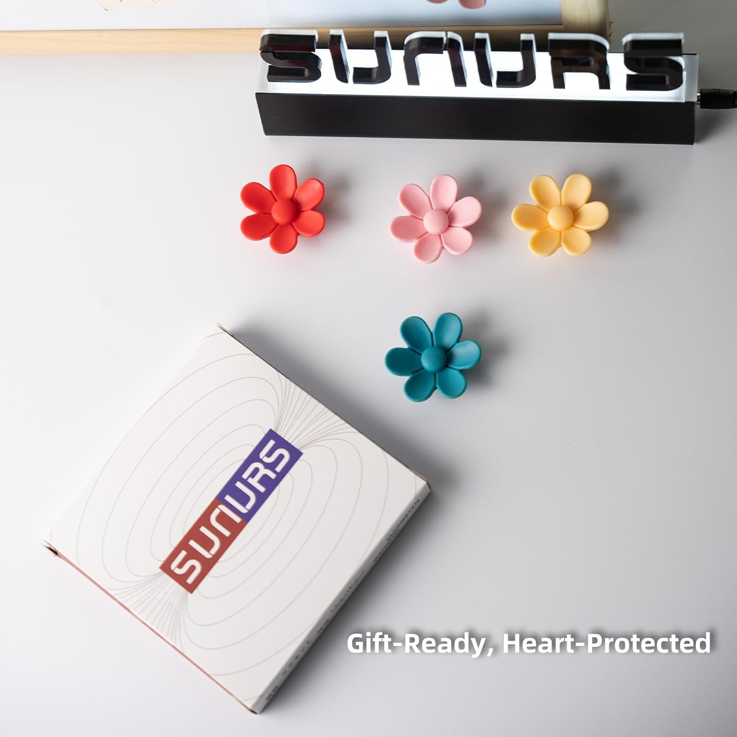 SUNURS 3D Solid Color Flower Cute Fridge Magnets for Locker, Colorful Strong Decorative Funny Refrigerator Magnets for Whiteboard, Kitchen, and Office (12 Pieces) image number 1