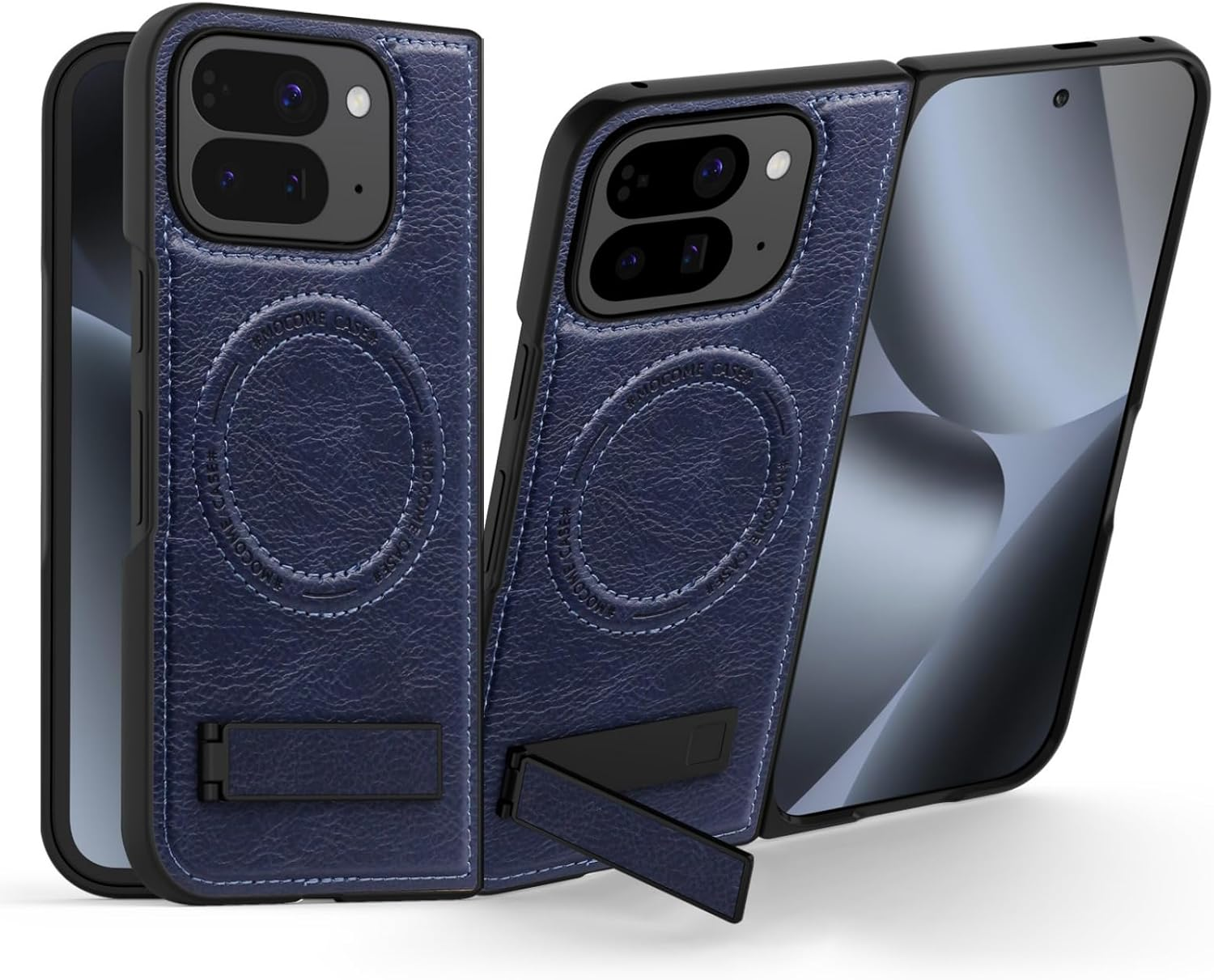 QYFCOU Magnetic Case for Google Pixel 10 Pro Fold - PU Leather Protective Cover with Stand, Compatible with Magsafe, Ultra-Thin Military Grade Shockproof and Scratch-Resistant (Black)