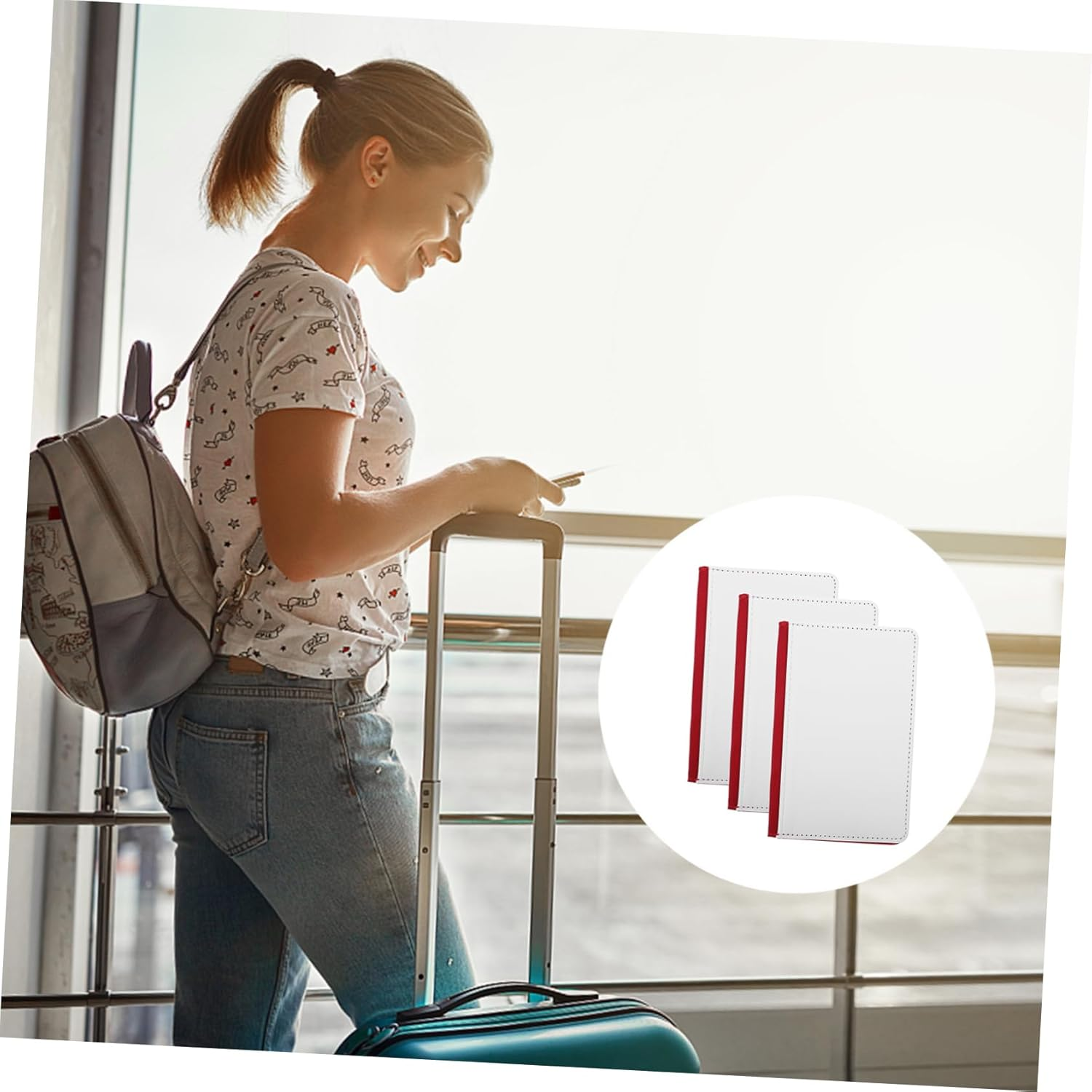 WATIIFUFU 3Pcs Multi-Purpose Travel Document Organizer Passport Wallet Holder for Family - Black image number 4