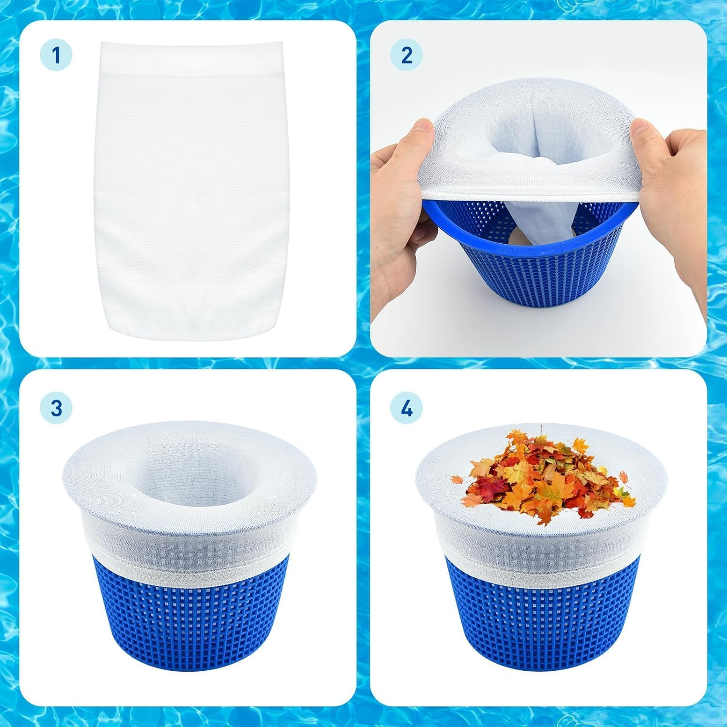 20Pcs Pool Filtersaver Socks Net,Pool Skimmer Socks,Pool Filter Basket Saver Socks,Net for Filter Skimmer Basket,Pool Skimmer Baskets Accessories for Debris and Leaves Inground image number 5