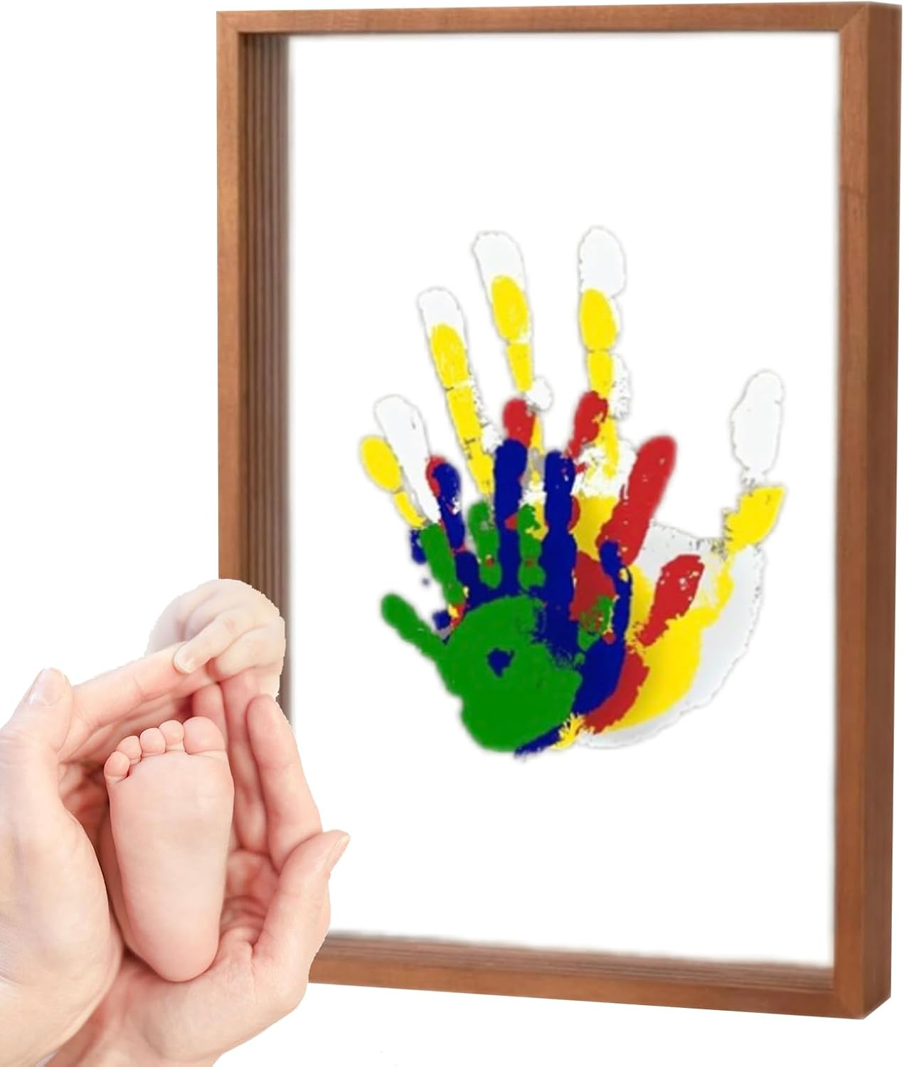 Family Handprint Kit,Handprint Craft Keepsake | Transparent Photo Frame Hangable Home Desk Ornament for Baby Shower Nursery