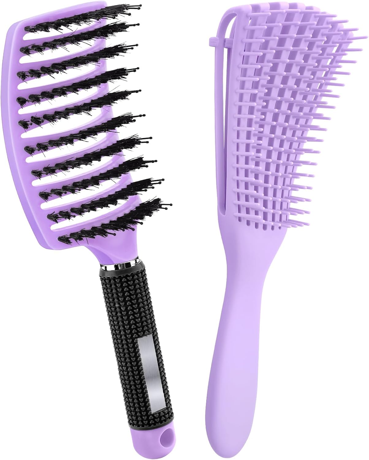 2 Pack Hair Brush Set, Hair Brushes for Women Men Kid Wet Dry Curly Thick Thin Wavy Straight Hair, Make Hair Beautiful and Smooth(Purple)