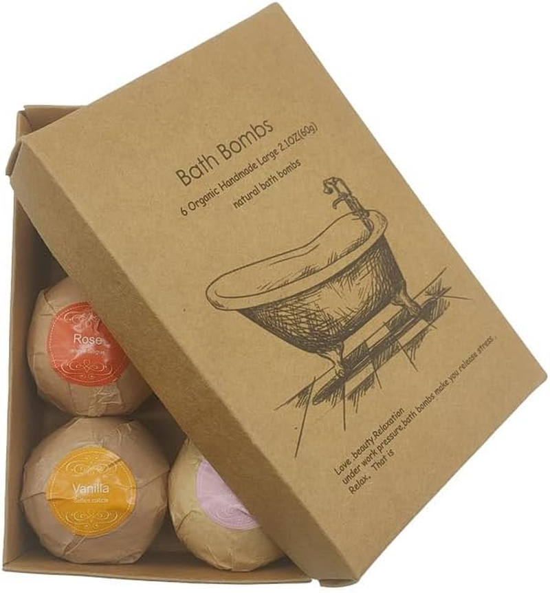 Bath Bombs Gift Set, 6 Handmade Bath Bombs with Essential Oils, Rich Fizz, Bubbles, Handmade Bath Bombs for Skin Moisturize image number 3