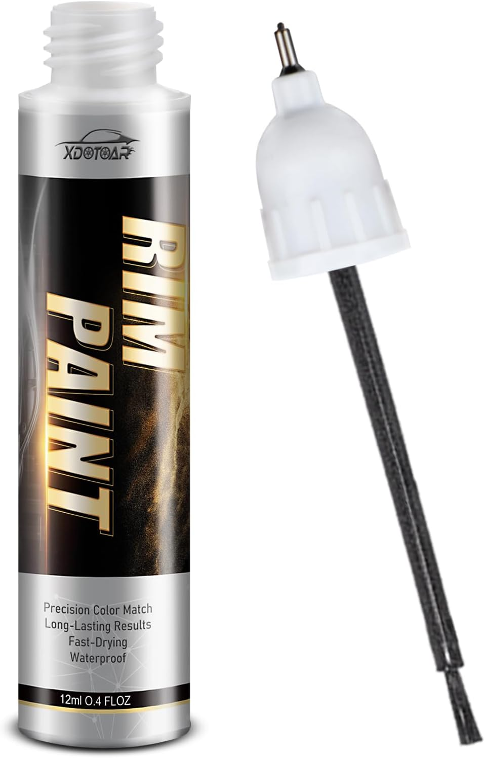 Matte Black Rim Touch up Paint, Efficient Wheel Paint Pen for Metal, Also Match Flat Black, Quick and Easy Repair Curb Rash, Car, Faucet and More, Universal and Color Accurate, Long Lasting