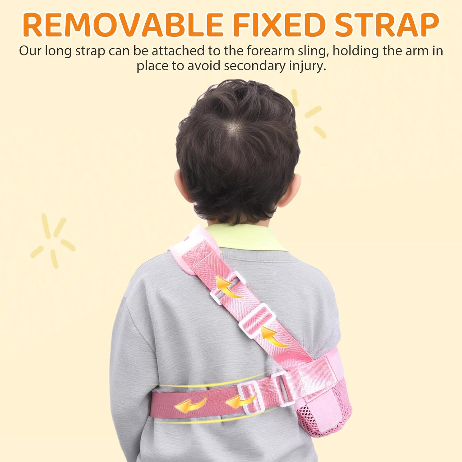 Arm Sling for Kids, Arm Brace with Support Plate, Arm Support Sling Shoulder Immobilizer for Children Shoulder Injury, Suit for Left and Right Arms, Boy and Girl (Pink,Xs) image number 4