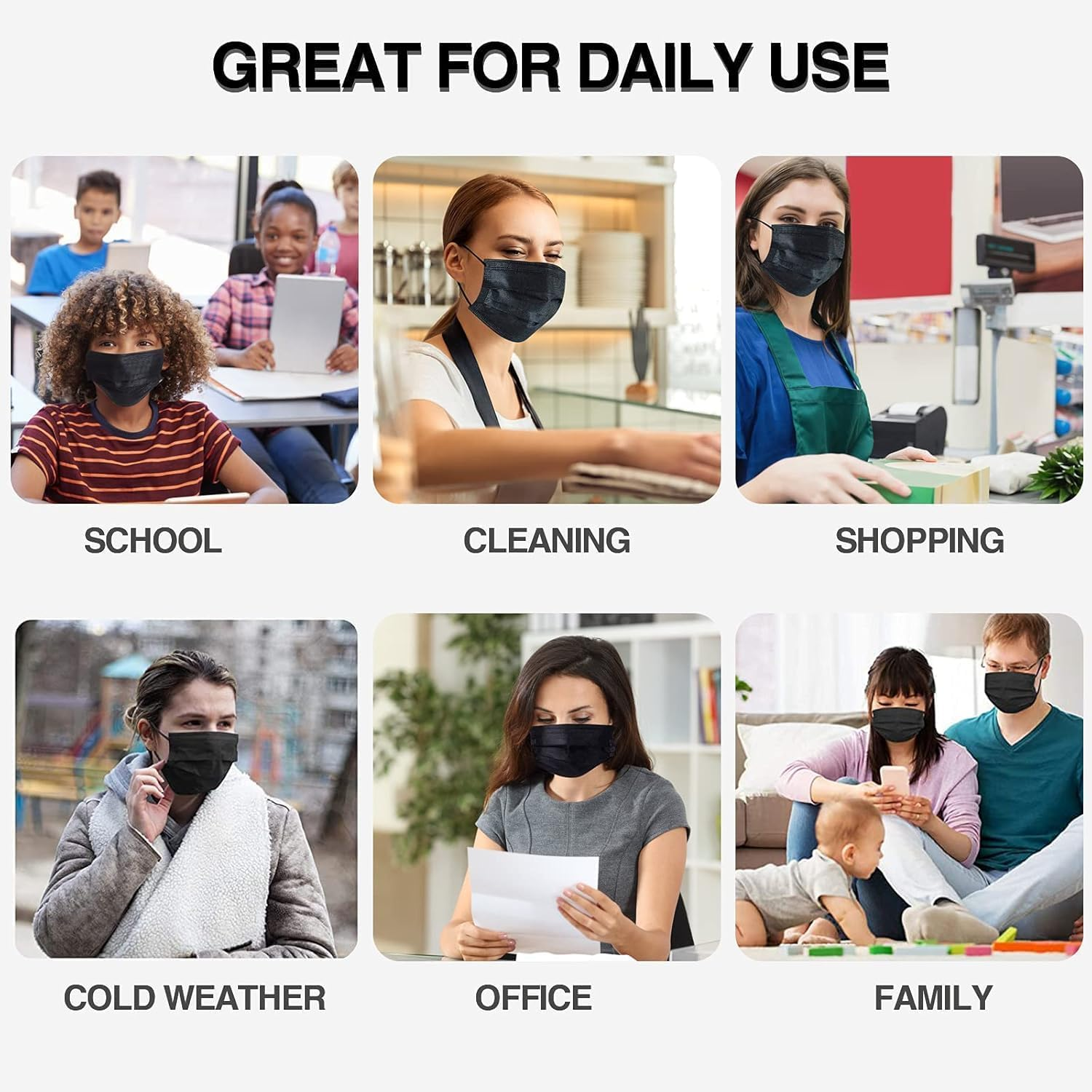 50Pcs Disposable Face Masks，3-Ply Breathable Protection Mask for Adults, Daily Use at Home, Office, School & Outdoors&zwnj; image number 3