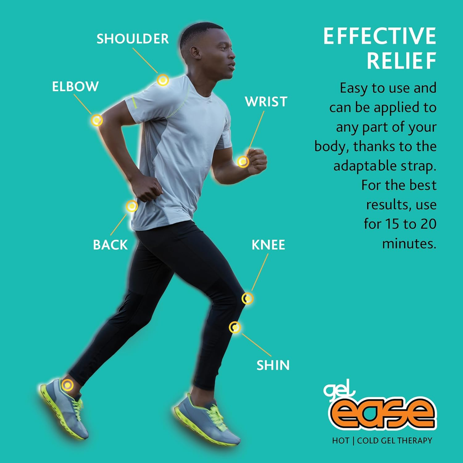 Gelease Reusable Hot & Cold Gel Pack, Soothing Pain Relief, Lightweight Reusable with Flexible Strap for Arms, Legs, Knees & Shoulders, Pack of 2, 26.5Cm X 14Cm image number 6