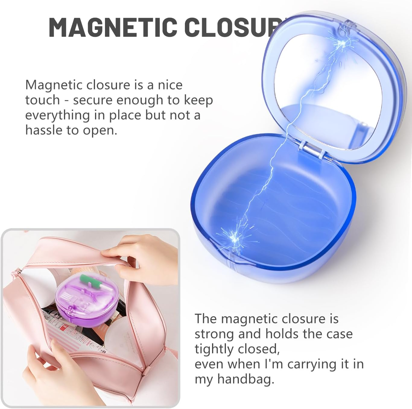 Retainer Case with Mirror, Aligner Removal Tool, Aligner Chewies, Retainer Holder Compatible with Invisalign, Mouth Guard, Aligner Case (Blue) - Black image number 5