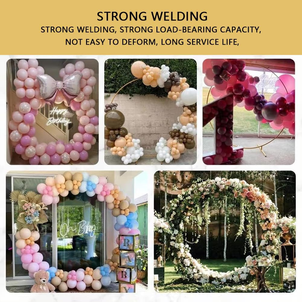 Gold round Balloon Arch Stand &ndash; 2.2 M Metal Circle Wedding Backdrop Frame for Ceremony, Party, Baby Shower, Graduation & Photo Booth Decorations (Indoor & Outdoor Use) image number 3