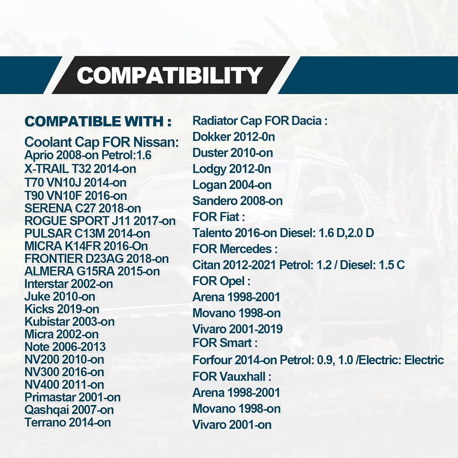 Car Radiator Coolant Reservoir Tank Cap Replacement Compatible with Nissan Dacia Fiat Mercedes-Benz Opel Rena Renault Vauxhall, Replace# 21430-AX30A 8200048024 image number 4