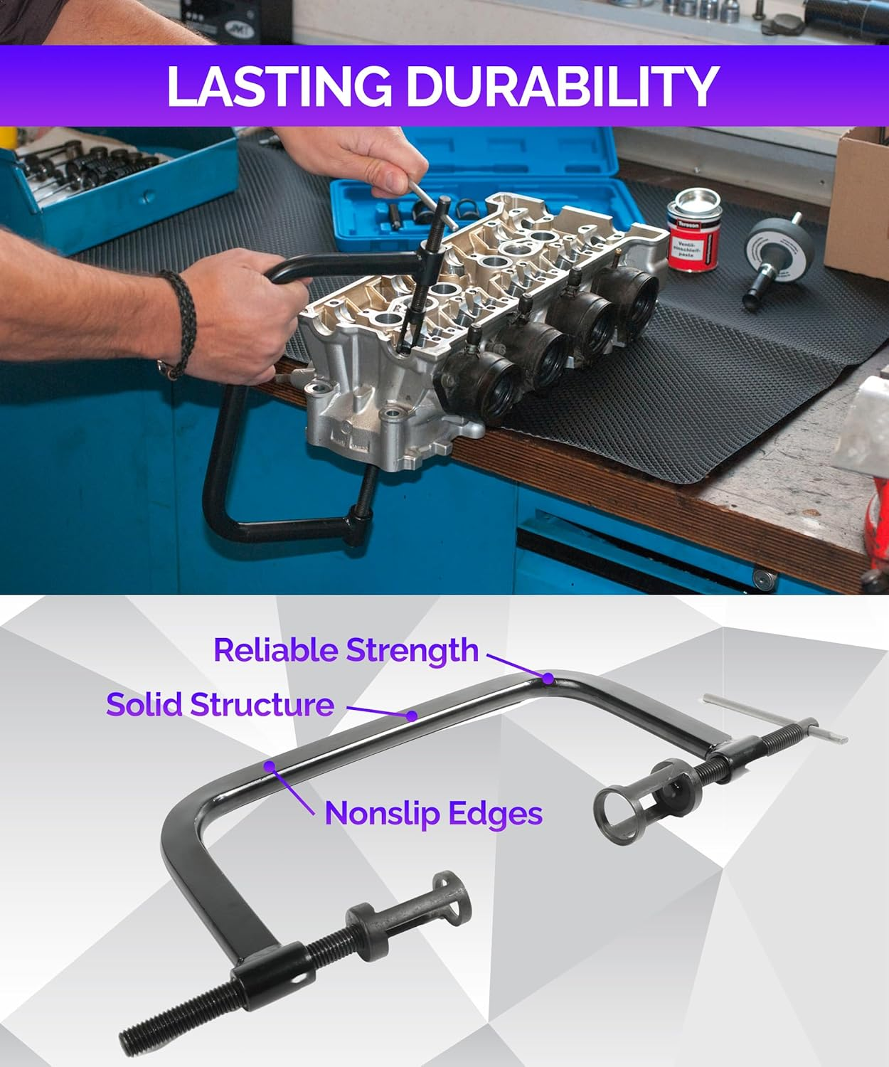 RACOONA Valve Spring Compressor,Car Accessories Valve Lapping Tool,10 Piece Spring Clamp Tool Kit with Valve Lapper,Valve Spring Removal Tool for Motorcycle, ATV, Car, Small Engine Vehicle Equipment image number 1